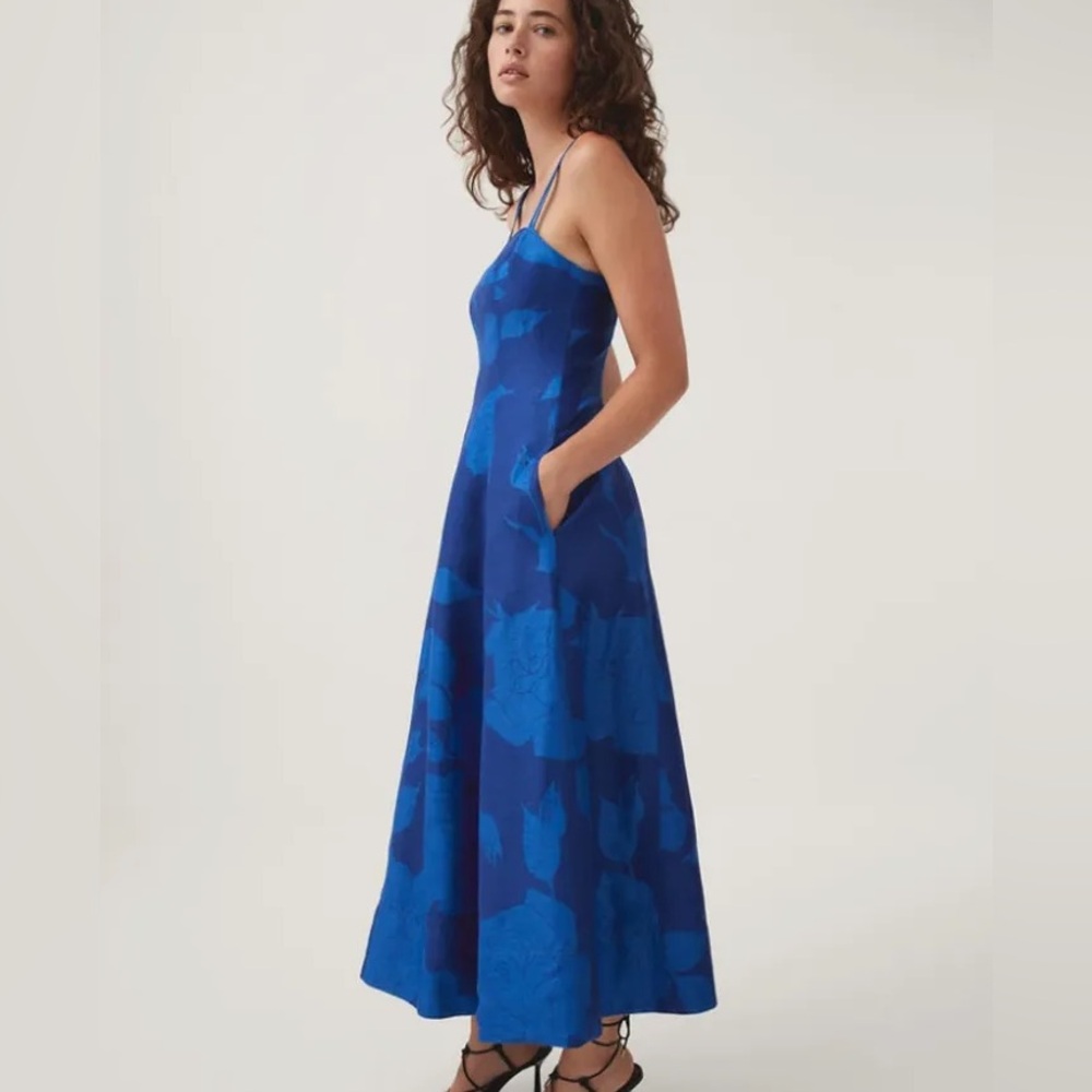 Aje Blue Floral Midi Dress - Picture 2 of 7